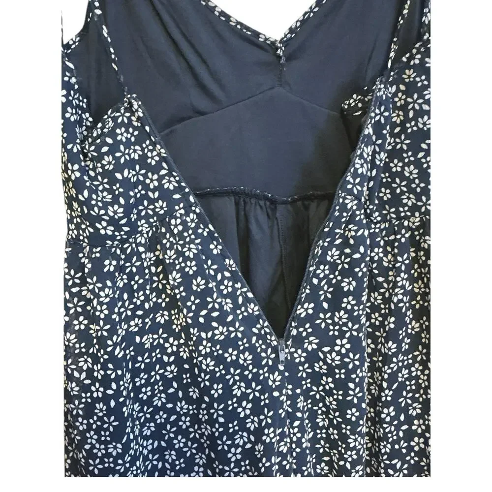 Trixxi Women's Shorts Romper Dark Navy Blue White‎ Ditsy Floral Print Size S